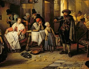 Interior de uma taverna com um violinista cego, 1844 (painel) (detalhe de 76798)