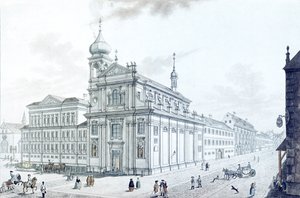 Igreja de Hibernians (franciscanos irlandeses) e Hibernian (Hybernská) Street, 1781 de Jan Balzer