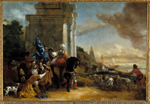 Partida de uma trupe oriental ou "Les corsaires repousses" Pintura de Jan Baptist Weenix the Old (1621-1660) de Jan Baptist Weenix