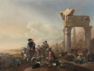 Jan Baptist Weenix / "Caçadores perto das ruínas", 1648 de Jan Baptist Weenix