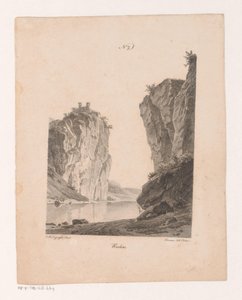 Rotsen langs het water
Rochas (título sobre o objecto)
Princípios de paisagens tiradas da natureza e executadas em pedra (título da série) de Jan Baptiste de Jonghe
