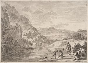 Pescadores junto ao rio Tibre, da série Vistas de Roma e dos seus arredores de Jan Both