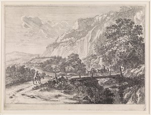 Paisagem com ponte de madeira perto de Sulmona, nas proximidades de Tivoli de Jan Both