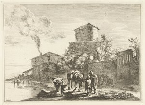Homens e uma mula na Via Appia Paisagens ao redor de Roma (título da série) de Jan Both
