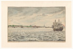 A cidade de Colombo no Ceilão vista do Norte no ano de 1785 a partir das Estradas, com a sua Igreja e Torre Demolidas, que estavam a ser reconstruídas. (título sobre o objecto) de Jan Brandes (signed by artist)