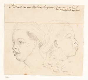 Retrato de um Buginese Retrato de um malaio, Bougeen ou Maccassars karl do Celebische eylanden. (título no objeto) de Jan Brandes
