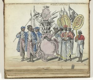 Soldados cingaleses a serviço do VOC e enviados do rei de Kandy de Jan Brandes