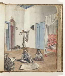 Quarto com filho Jantje e Bietja, uma rapariga escravizada de Jan Brandes