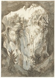 Cascata de Tivoli vista de uma caverna de Jan Brueghel (I) (attributed to)
