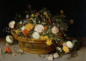 Uma cesta de flores, provavelmente da década de 1620.