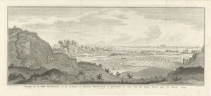 Vista de Haarlem e Overveen Vista da cidade de Haarlem e das arquibancadas de linho e fio em Overveen, vistas das altas dunas atrás do Kleever Laan (título no objeto)