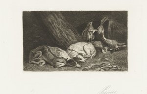Dois cães descansam no saque de caça de Jan Cassiers