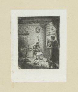 Interior coloca homem lezende The Compleat Work of Etchings por John Chalon / Oeuvre Complette des Eaux Fortes par Jean Chalon (título da série) de Jan Chalon