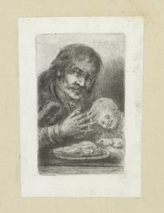 Homem em espécie aan de eettafel The Compleat Work of Etchings por John Chalon / Oeuvre Complette des Eaux Fortes par Jean Chalon (título da série) de Jan Chalon