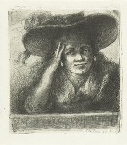 Mulher com grande chapéu redondo de Jan Chalon