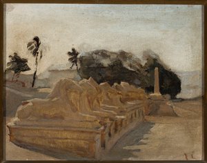 Avenida das esfinges no templo de Amon em Karnak. De uma viagem ao Egipto de Jan Ciągliński