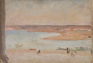 Paisagem desértica com um rio de Jan Ciągliński