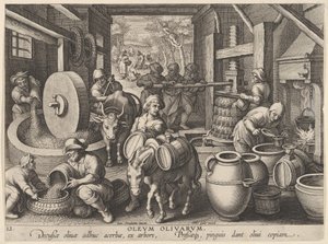 Novas Invenções dos Tempos Modernos [Nova Reperta], A Invenção do Lagar de Azeite, p..., ca. 1600. de Jan Collaert I