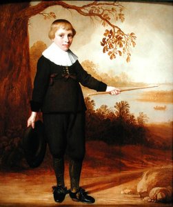 Retrato de um menino de sete anos em uma paisagem do rio, 1640