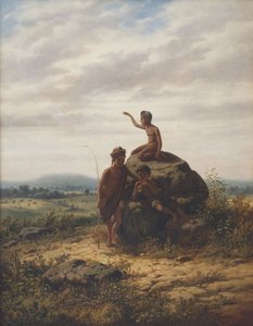 Uma extensa paisagem indonésia com jovens pastores de vacas de Jan Daniel Beynon