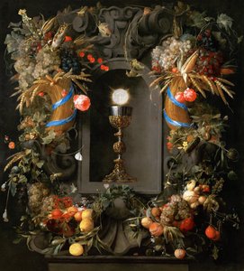 Eucaristia na coroa de frutas - Jan Davidsz. de Heem (1606-1684). Óleo sobre tela de Jan Davidsz de Heem