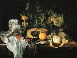 Alemão: Magnífica Natureza Morta com Frutas, Torta e Taças Sumptuosa Natureza Morta com Frutas, Torta e Taças, 1651