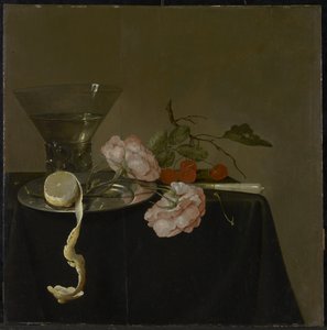 Ainda vida com copo, fruta e rosas, c.1632-34 de Jan Davidsz de Heem