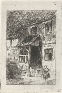 Fachada de uma casa com entrada coberta de Jan Diederikus Kruseman