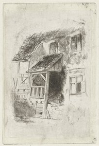 Fachada de uma casa com entrada coberta de Jan Diederikus Kruseman
