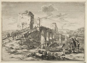 A ponte Molle sobre o Tibre. de Jan Dirksz Both