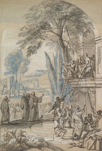 Bento de Nursia Ordena a Destruição do Templo de Apolo no Monte..., meados do século XVII - 18 c de Jan Erasmus Quellinus