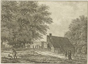 Paisagem perto de Overveen com caminhantes