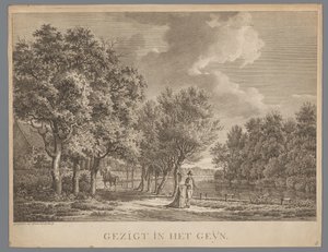 Paisagem com um casal a caminhar ao longo das margens do rio Gein
Vista da Gein (título sobre o objecto)