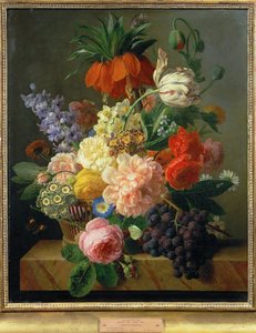Flores e frutos ... (pintura sobre tela) de Jan Frans van Dael