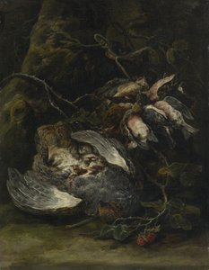 Uma perdiz e pequenos pássaros de caça, década de 1650. de Jan Fyt
