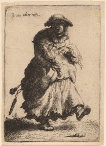 Mulher mendiga a tocar violino, 1632.