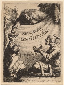 Página de rosto: Dois aleijados recebendo esmolas, 1632. de Jan Georg van Vliet