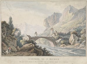 Vista da ponte em Saint Maurice na Suíça
L