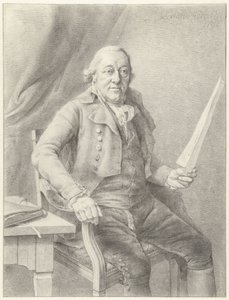 Retrato de Reinier Vinkeles I, sentado em uma cadeira com uma folha de papel na mão