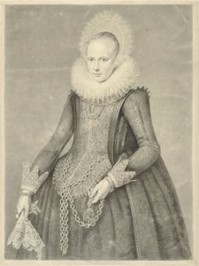 Retrato de uma mulher com luvas e colar com suporte para uma pedra bezoar (?)