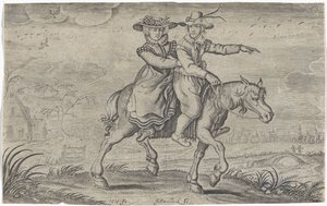 Homem e mulher a cavalo de Jan Gerritsz Swelinck