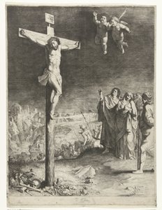 Cristo na cruz com Maria e João de luto