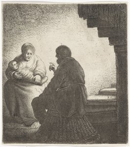 Família sentada por uma escada em espiral de Jan Gillisz. van Vliet