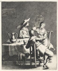 Fumador sopra fumo a uma mulher
Cheiro
Os cinco sentidos (título da série) de Jan Gillisz. van Vliet