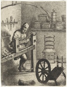 Trabalhador atrás de um torno Ocupações (título da série) de Jan Gillisz. van Vliet