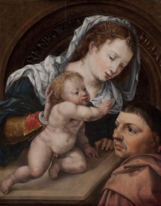 Maria com o Menino Jesus e doador do quadro de Jan Gossaert