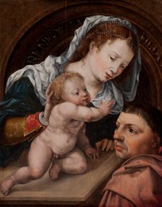 Maria com o Menino Jesus e doador do quadro de Jan Gossaert