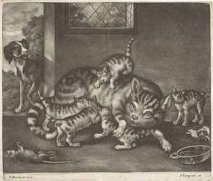 Gato com cinco meninos de Jan Griffier (I)