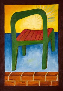 Chair in the Air, 2005 (óleo sobre madeira) de Jan Groneberg