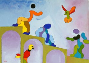 Subindo até de onde viemos, 2009 (óleo sobre tela) de Jan Groneberg